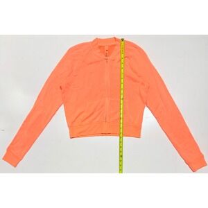 Skims Neon Orange Full Zip Bomber Jacket French Terry Activewear Womens Medium